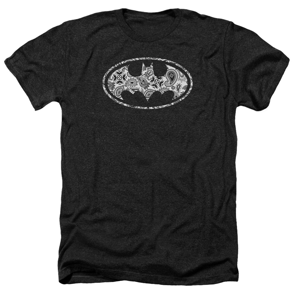 Batman & Paisley Bat-Adult Heather T-Shirt, Black - Medium
