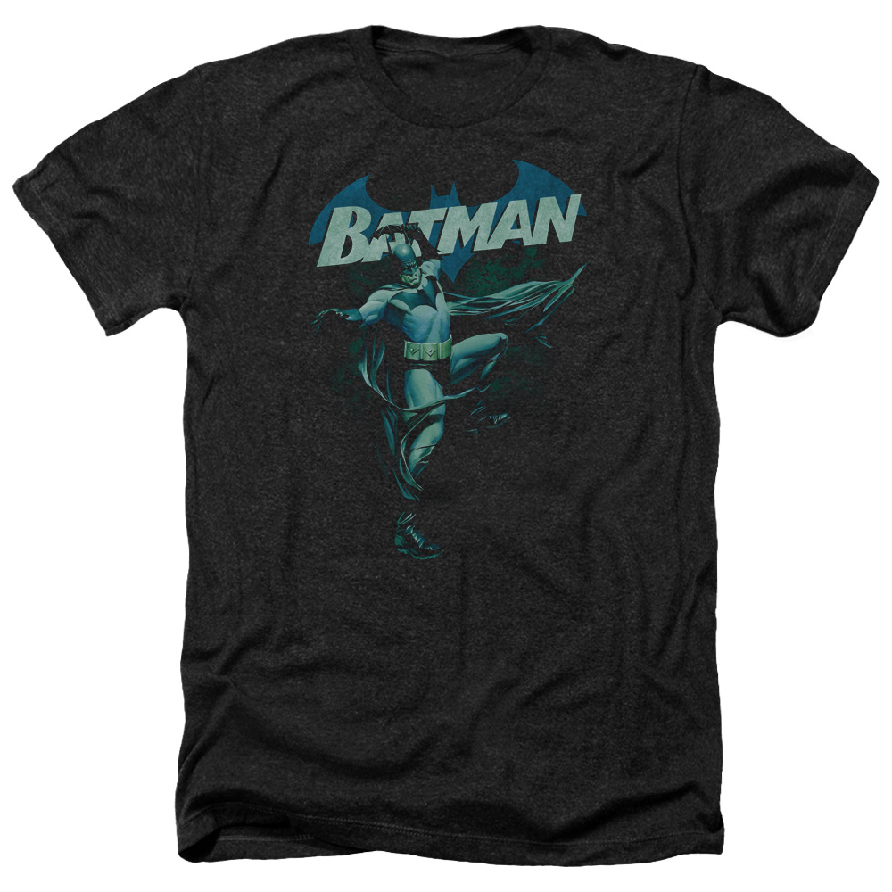 Batman & Blue Bat-Adult Heather T-Shirt, Black - Small