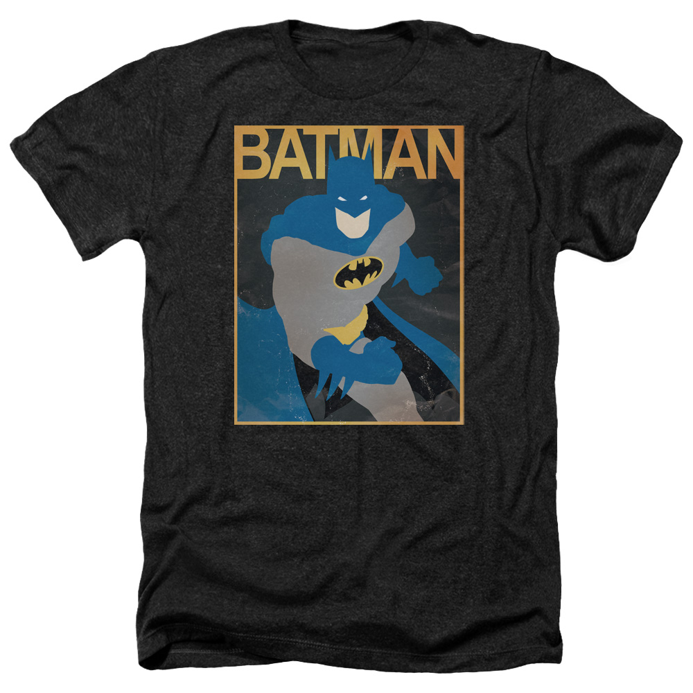 Batman & Simple Bm Poster-Adult Heather T-Shirt, Black - Medium