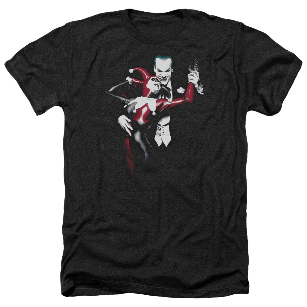 Batman & Harley Joker-Adult Heather T-Shirt, Black - Medium