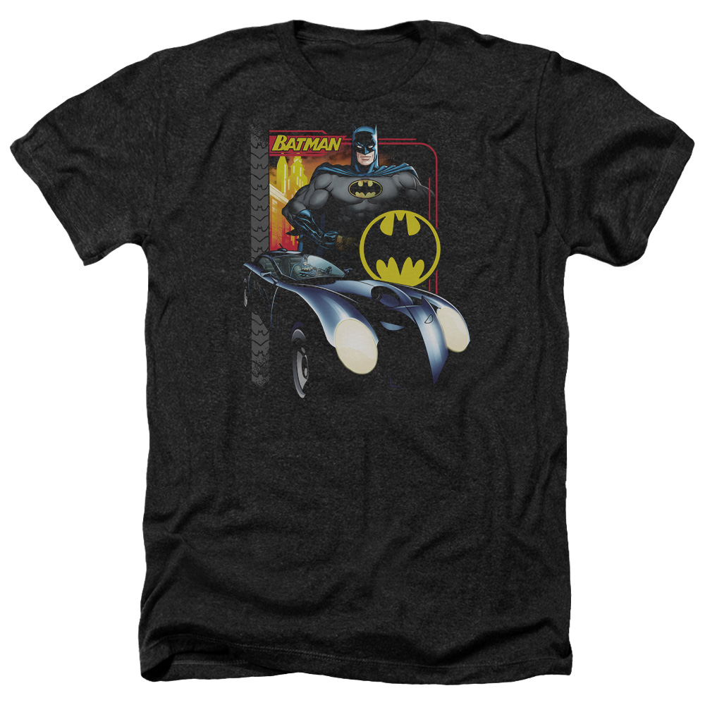 Batman & Bat Racing-Adult Heather T-Shirt, Black - Medium