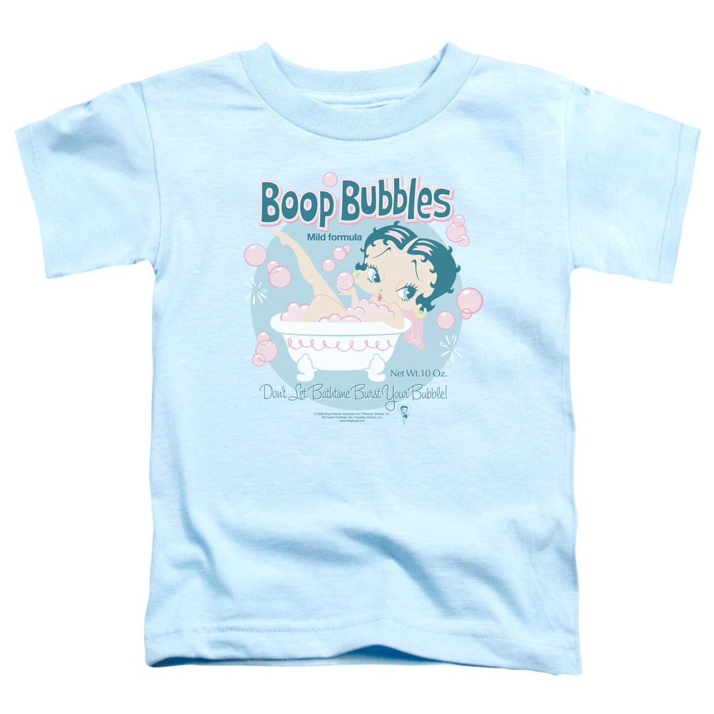 BB594-TT-2 Betty Boop & Boop Bubbles-Short Sleeve Toddler T-Shirt, Light Blue - Medium 3T