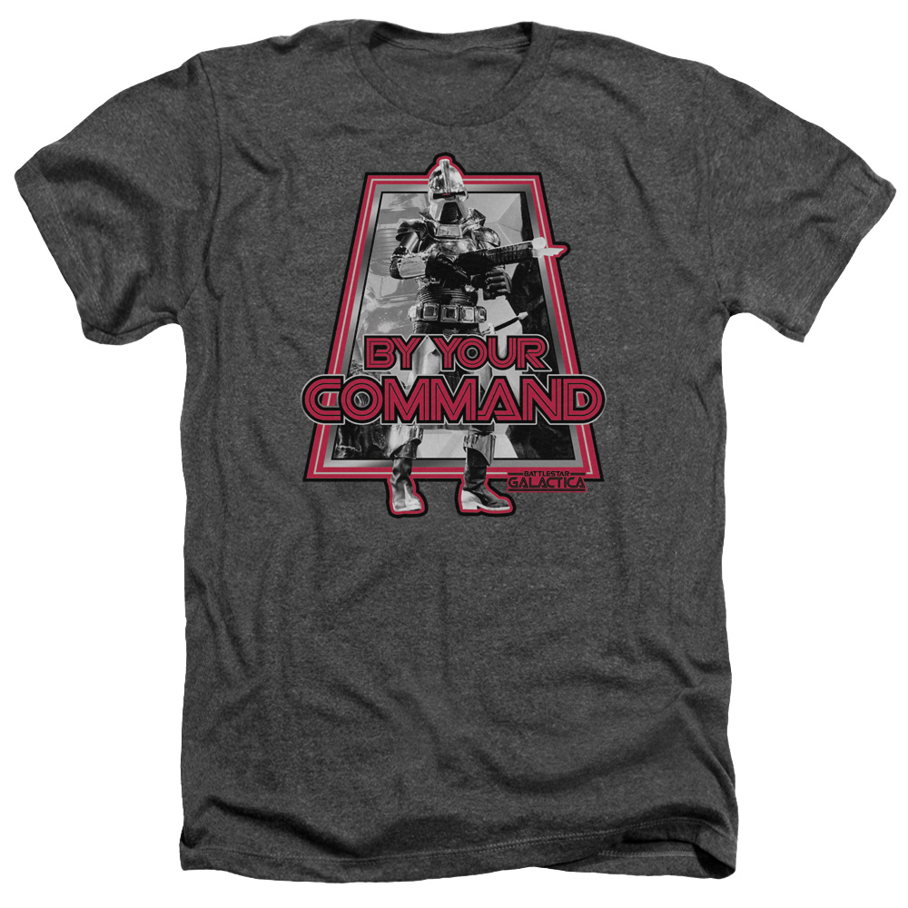 Battlestar Galactica & By Your Command Classic-Adult Heather T-Shirt, Charcoal - Large