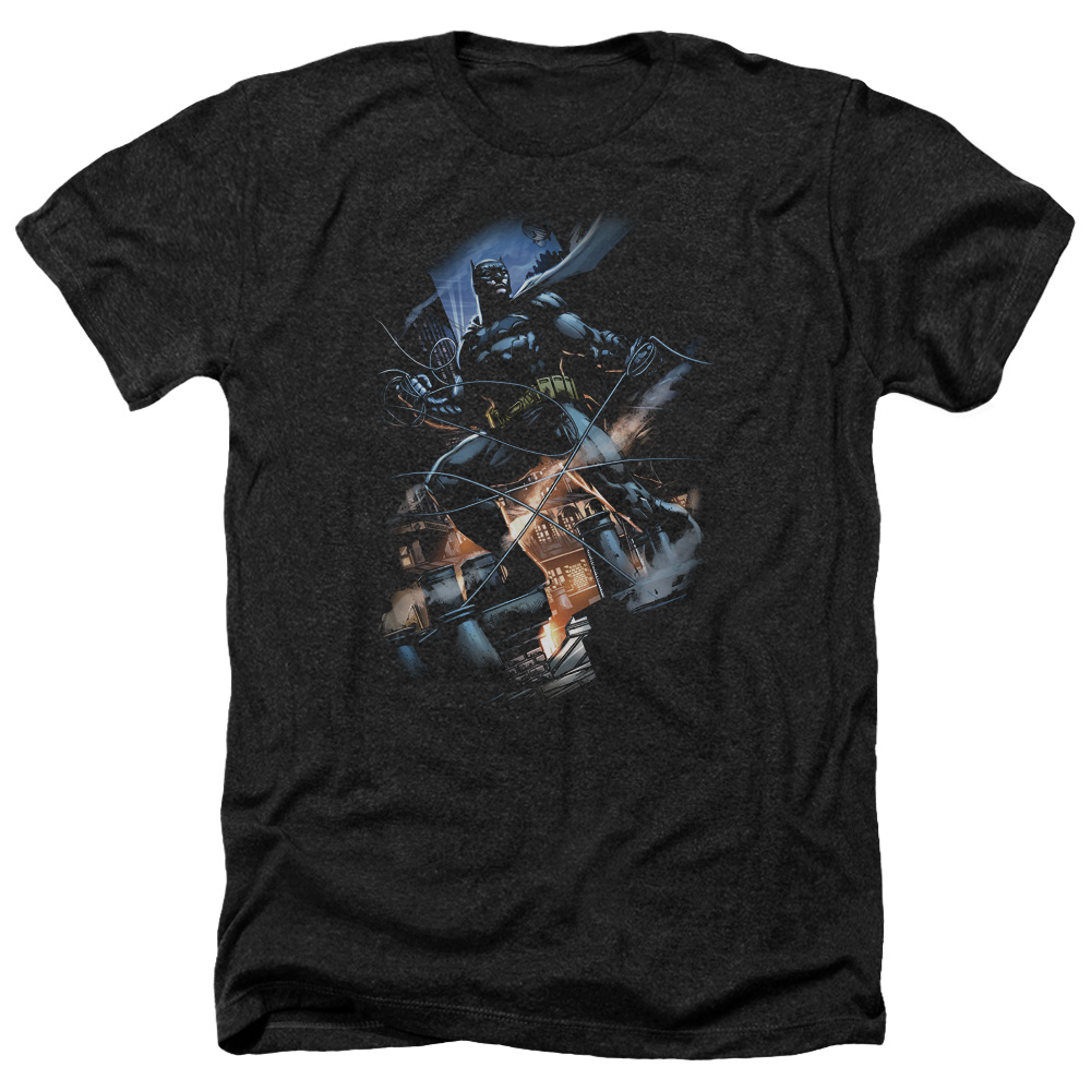 Batman & Gotham Knight-Adult Heather T-Shirt, Black - Medium