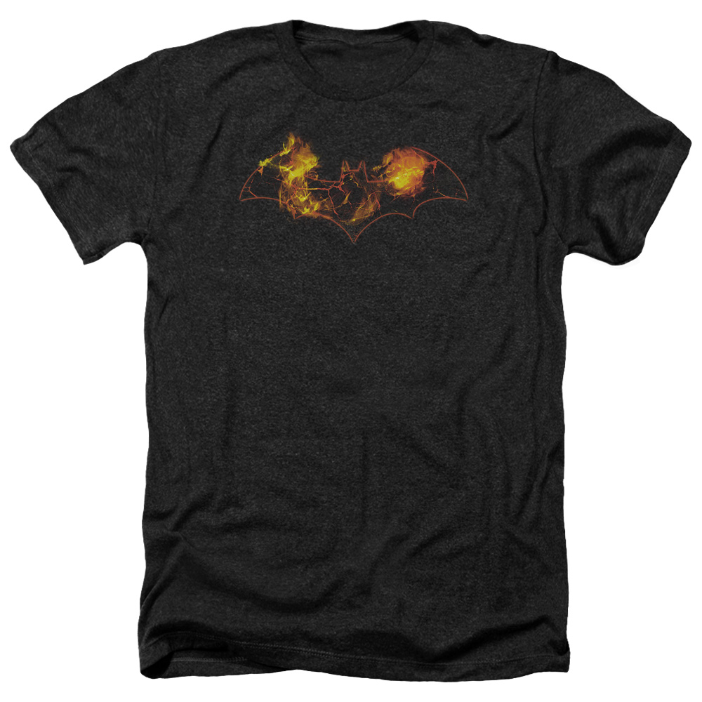 Batman & Molten Logo-Adult Heather T-Shirt, Black - Medium