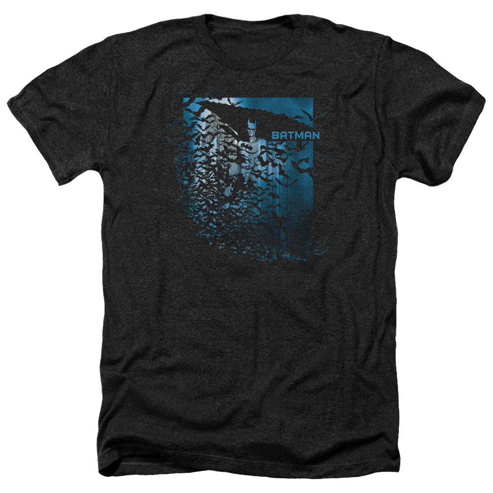 Batman & Bat Among Bats-Adult Heather T-Shirt, Black - Medium