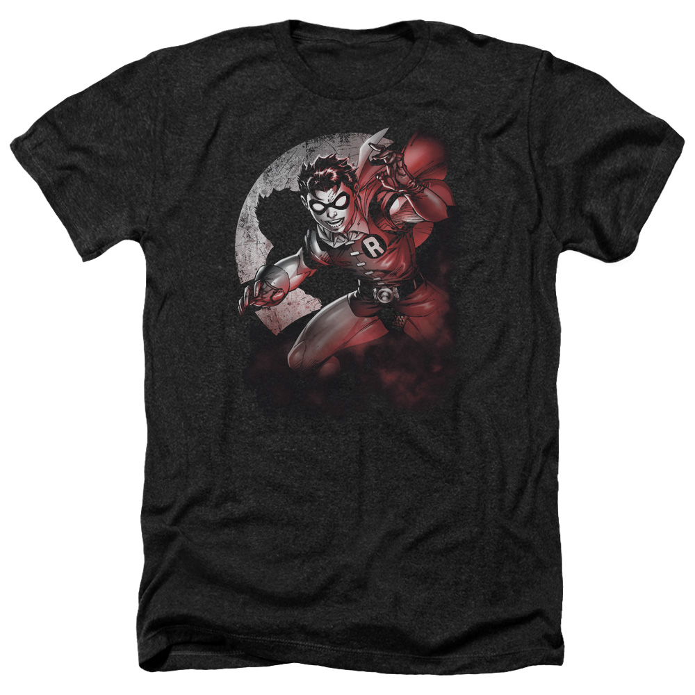 Batman & Robin Spotlight-Adult Heather T-Shirt, Black - Medium
