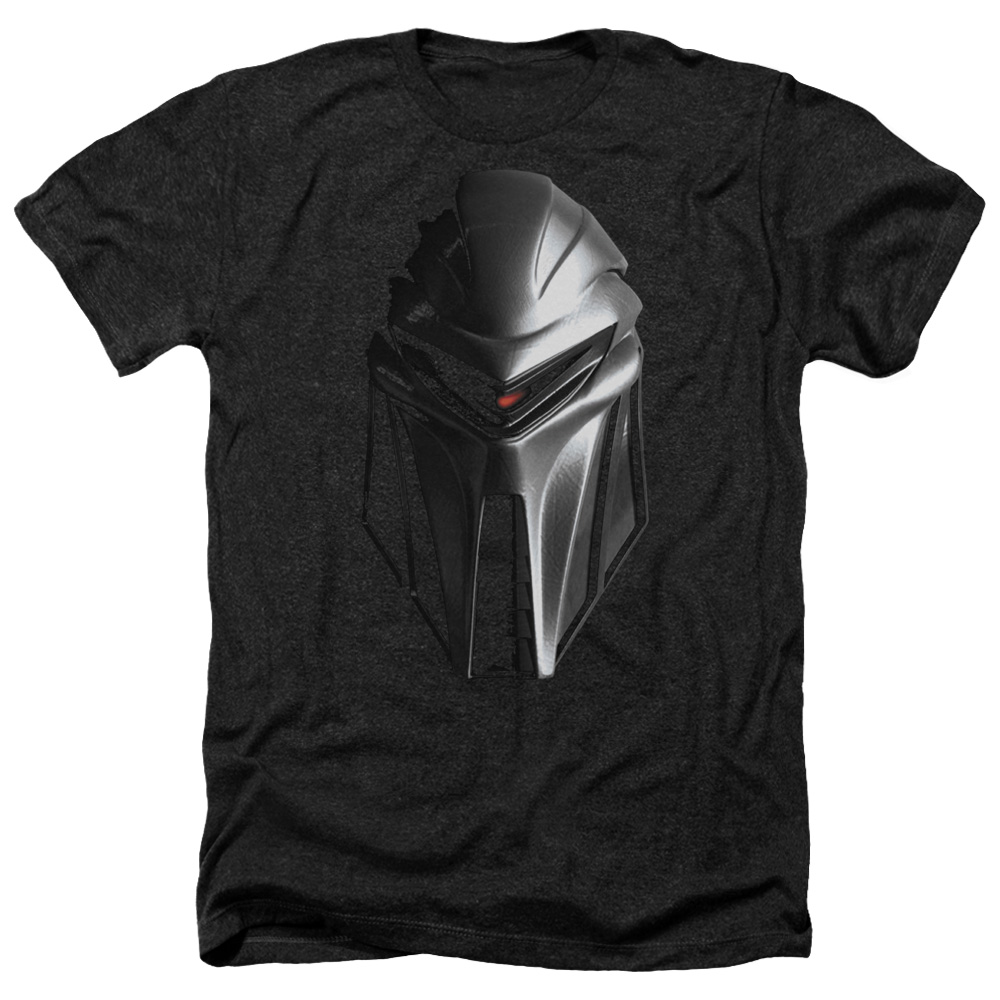 Battlestar Galactica & Cylon Head-Adult Heather T-Shirt, Black - Medium
