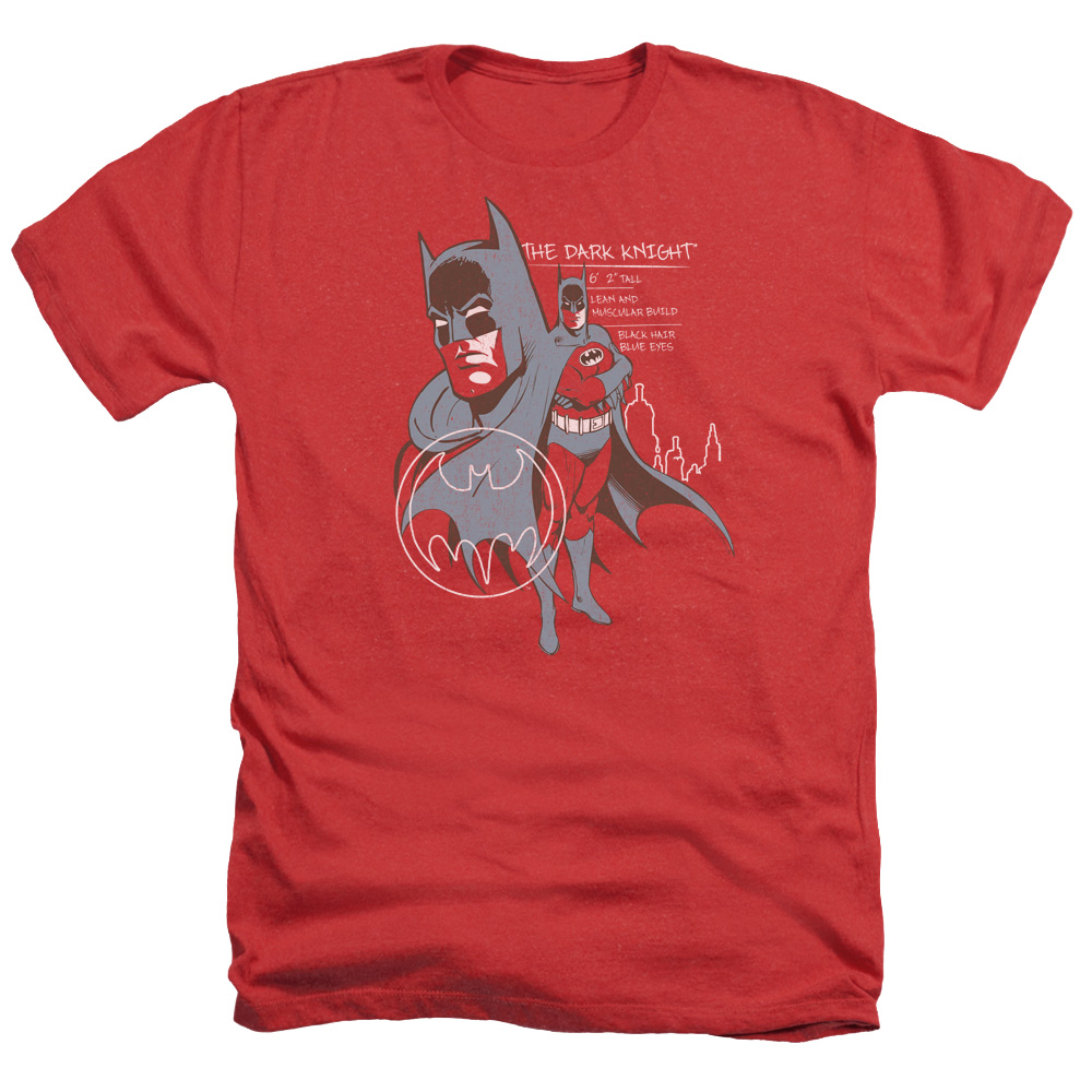 Batman & Lean & Muscular-Adult Heather T-Shirt, Red - Extra Large