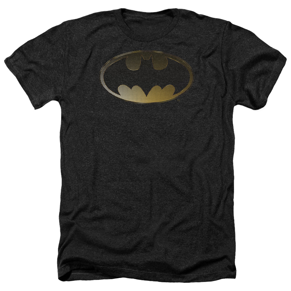 Batman & Halftone Bat-Adult Heather T-Shirt, Black - Small