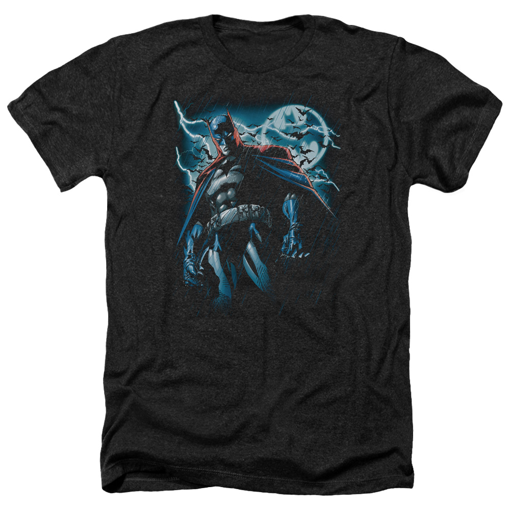 Batman & Stormy Knight-Adult Heather T-Shirt, Black - Medium