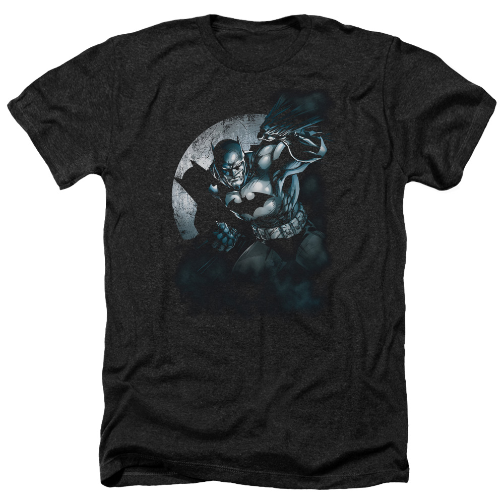 Batman & Batman Spotlight-Adult Heather T-Shirt, Black - Medium