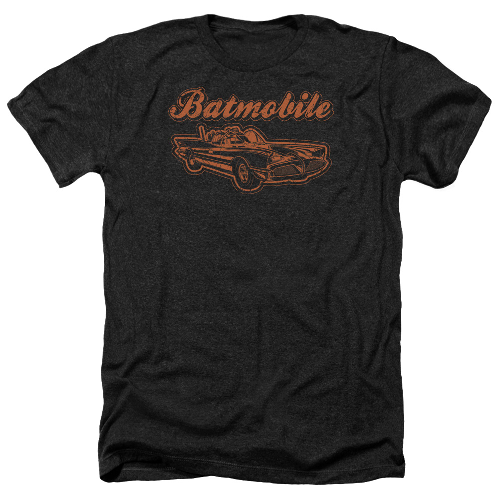Batman & Batmobile-Adult Heather T-Shirt, Black - Extra Large