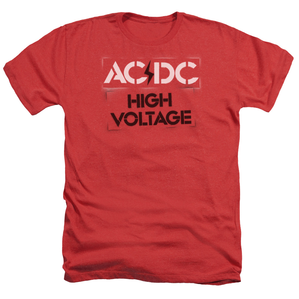 ACDC & High Voltage Stencil-Adult Heather T-Shirt, Red - 3X