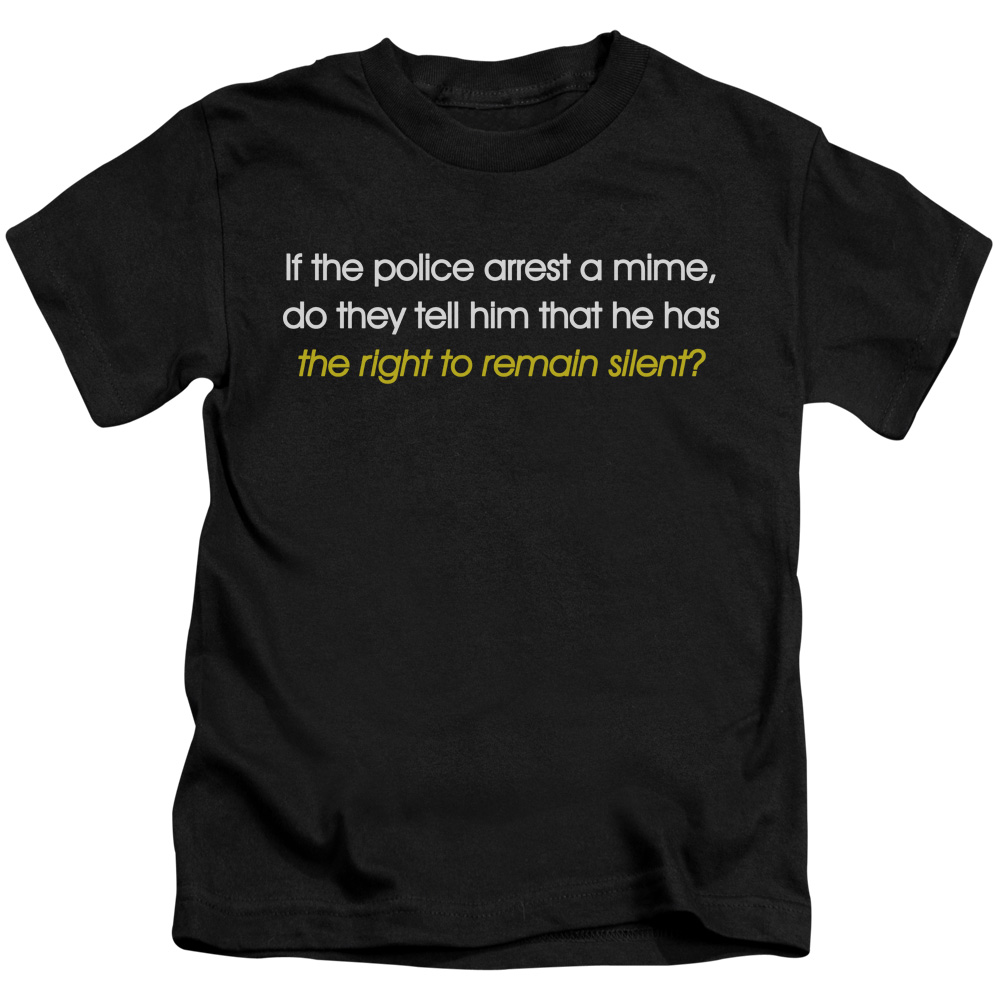 Arrest A Mime-Short Sleeve Juvenile 18-1 T-Shirt, Black - Medium 5-6