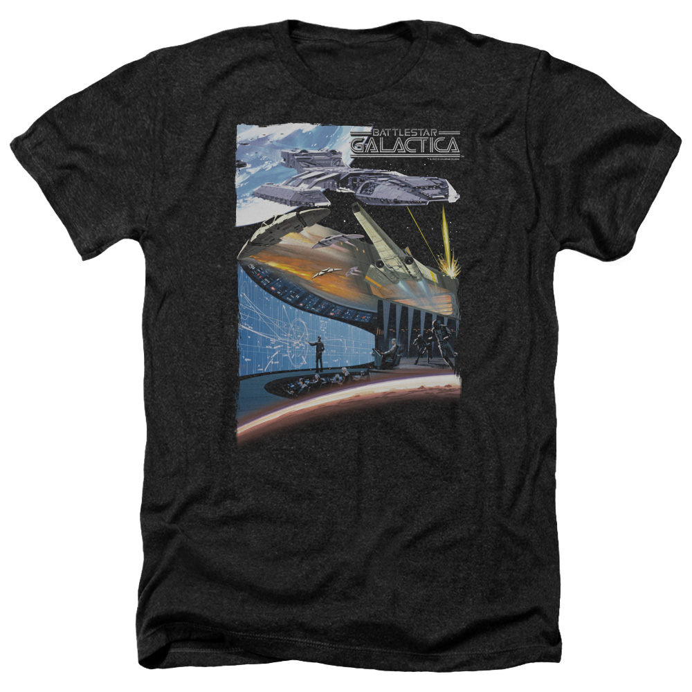 Battlestar Galactica & Concept Art-Adult Heather T-Shirt, Black - Medium