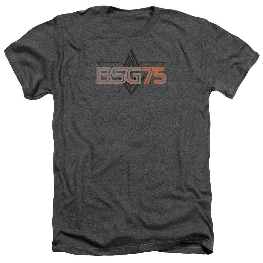 Battlestar Galactica & BSG75-Adult Heather T-Shirt, Charcoal - Medium