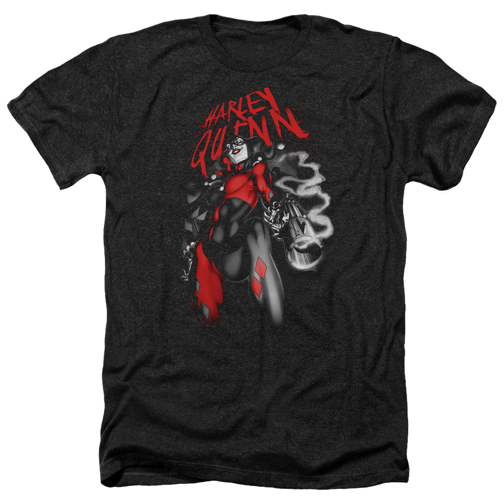 Batman & Down the Barrel-Adult Heather T-Shirt, Black - Medium