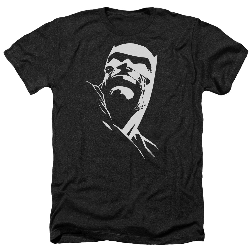 Batman & Dark Head-Adult Heather T-Shirt, Black - Extra Large