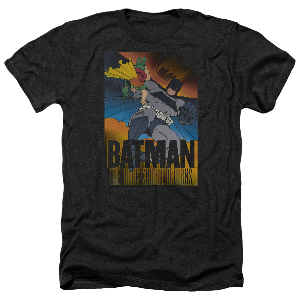 Batman & Dark Returns-Adult Heather T-Shirt, Black - Large