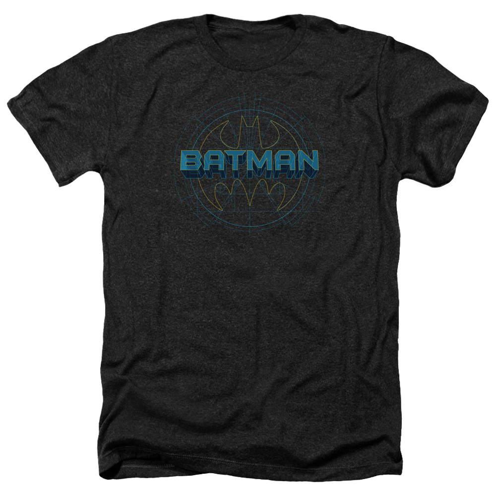Batman & Bat Tech Logo-Adult Heather T-Shirt, Black - Medium