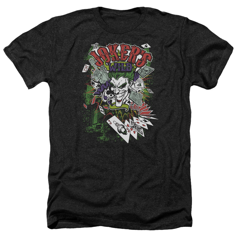 Batman & Jokers Wild-Adult Heather T-Shirt, Black - Medium