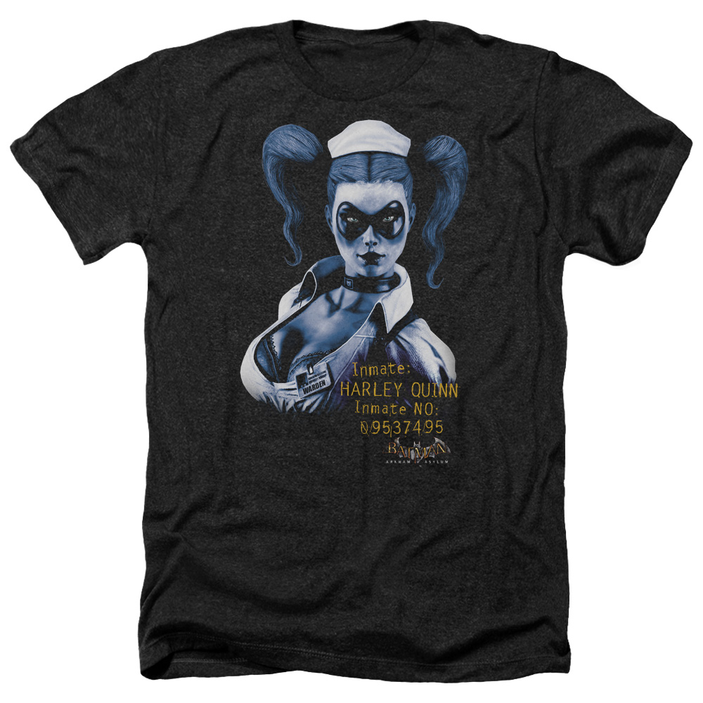 Batman AA & Arkham Harley Quinn-Adult Heather T-Shirt, Black - Medium