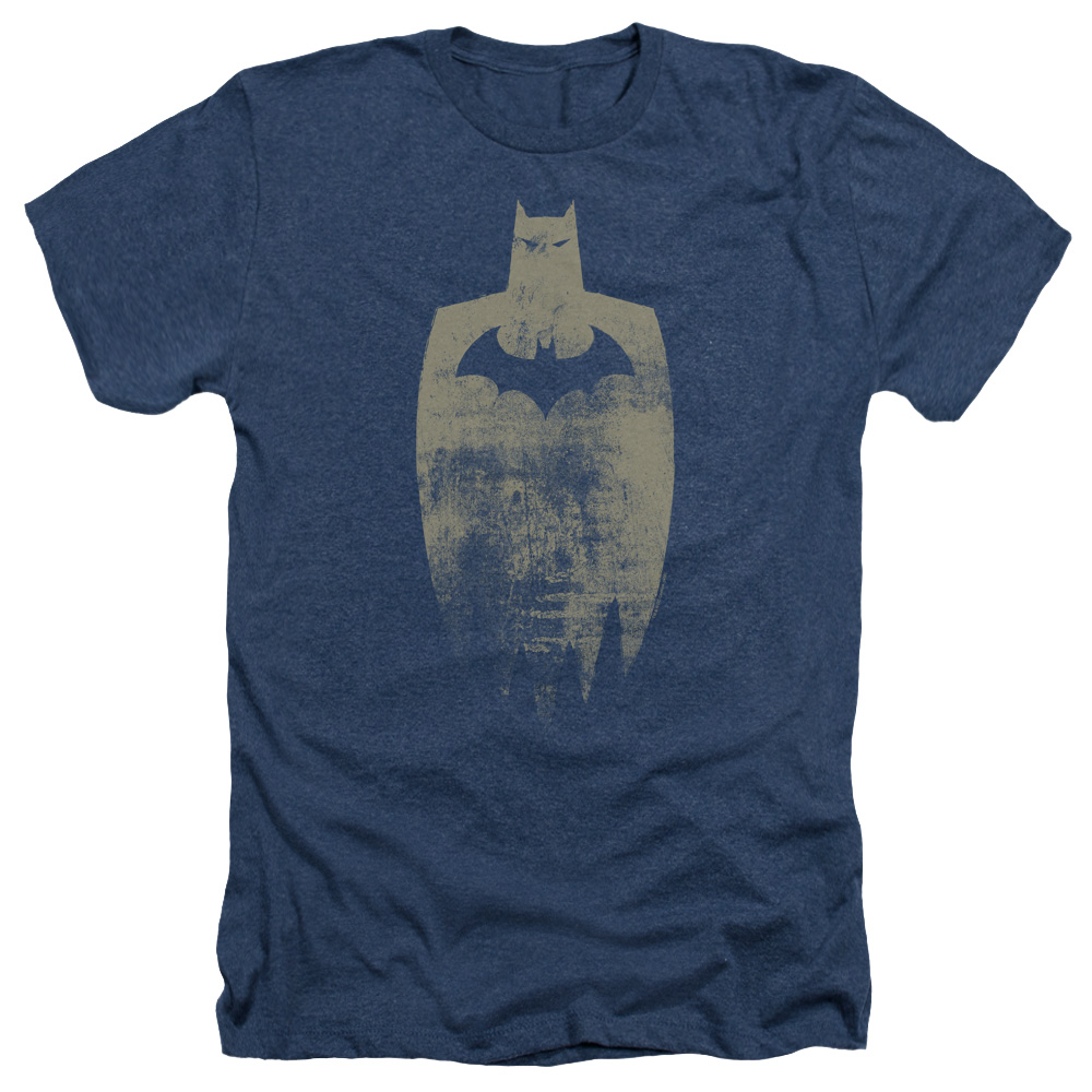 Batman & Gold Silhouette-Adult Heather T-Shirt, Navy - Medium
