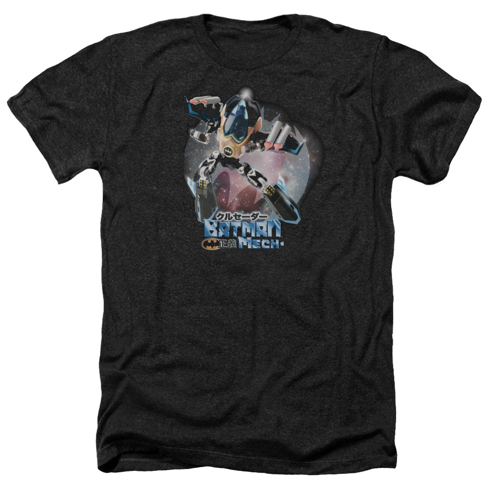 Batman & Batman Mech-Adult Heather T-Shirt, Black - Medium