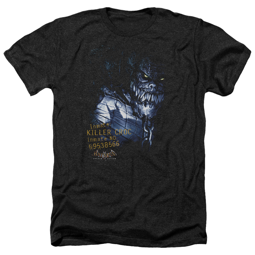Batman AA & Arkham Killer Croc-Adult Heather T-Shirt, Black - Large