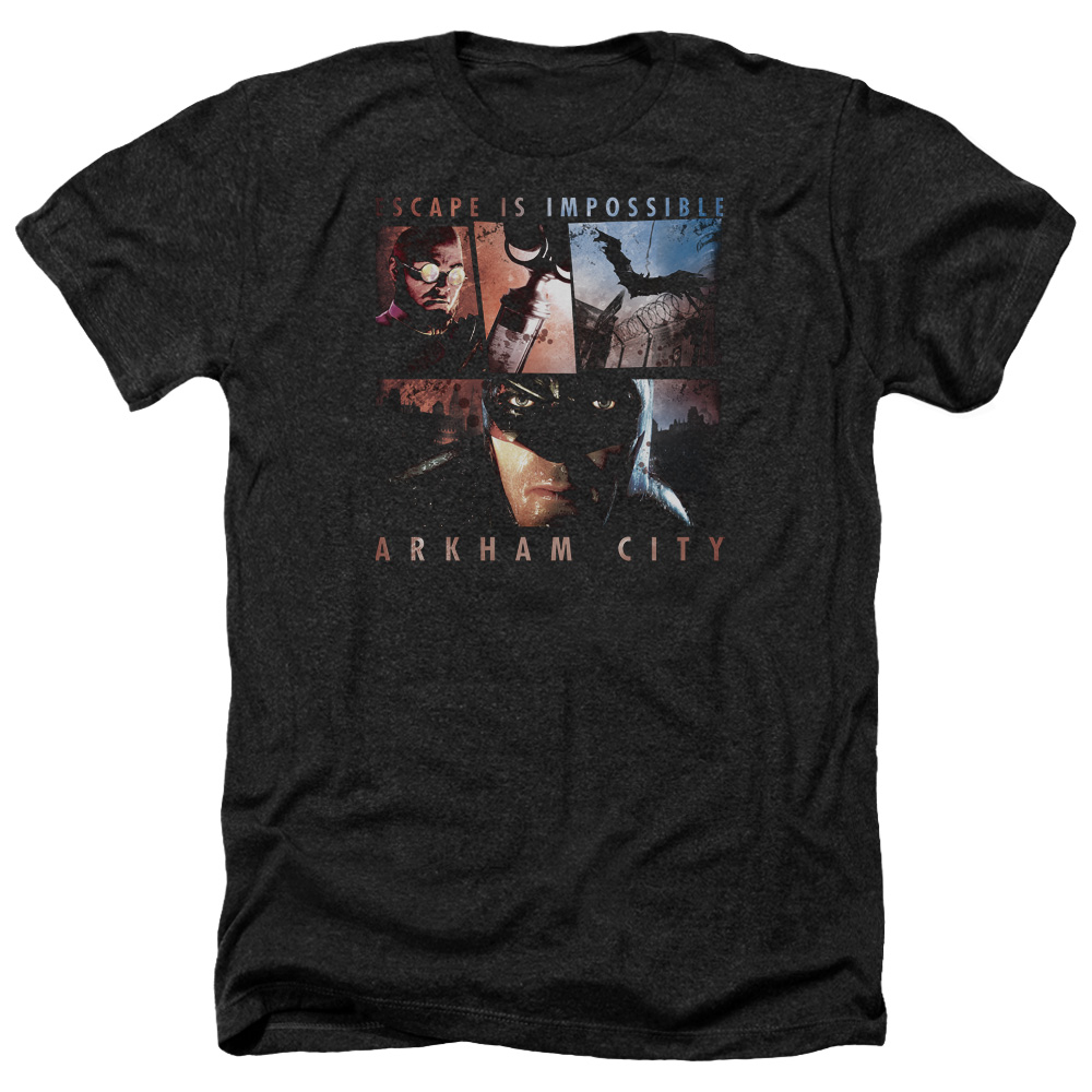 Arkham City & Escape Is Impossible-Adult Heather T-Shirt, Black - Medium