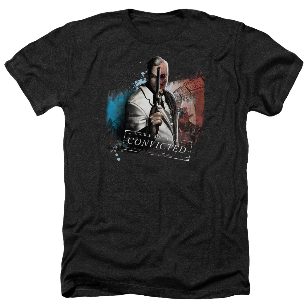 Arkham City & Two Face-Adult Heather T-Shirt, Black - Medium