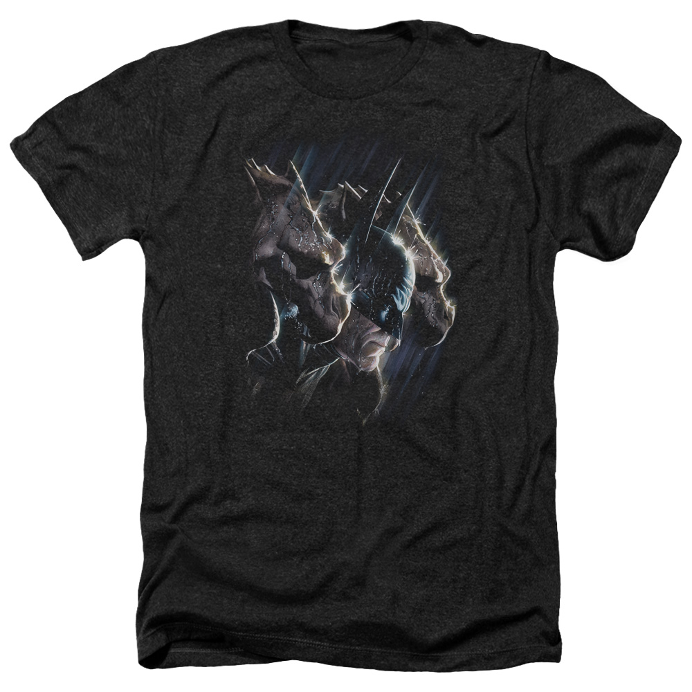 Batman & Gargoyles-Adult Heather T-Shirt, Black - Medium