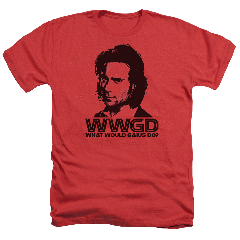 Battlestar Galactica & WWGD-Adult Heather T-Shirt, Red - Medium