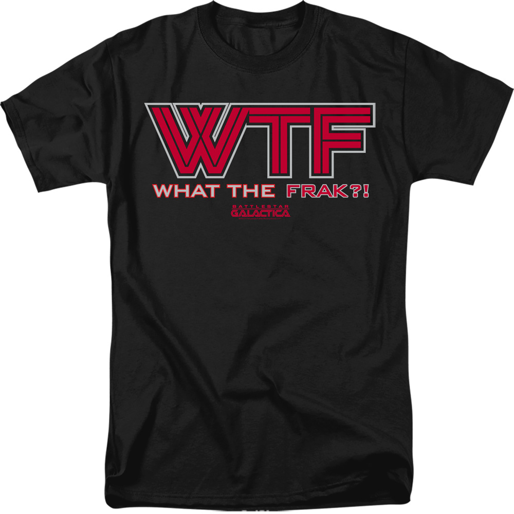 Battlestar Galactica & WTF-Adult Heather T-Shirt, Black - Medium