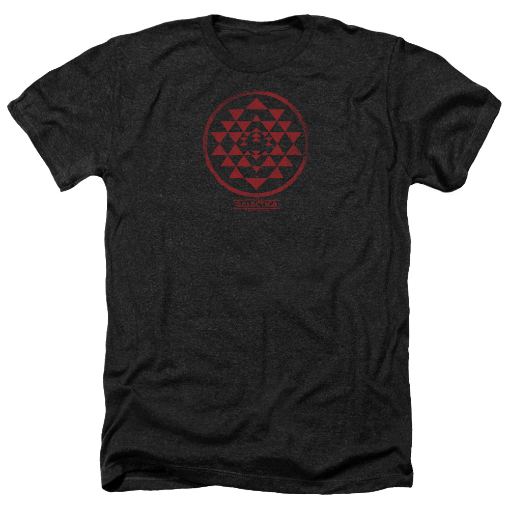 Battlestar Galactica & Red Squadron Patch-Adult Heather T-Shirt, Black - Medium