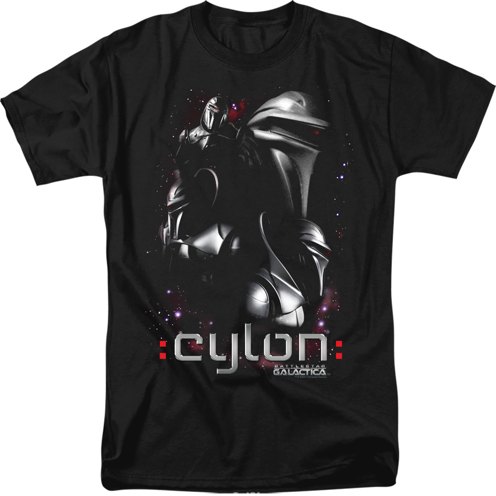 Battlestar Galactica & Centurions-Adult Heather T-Shirt, Black - Small