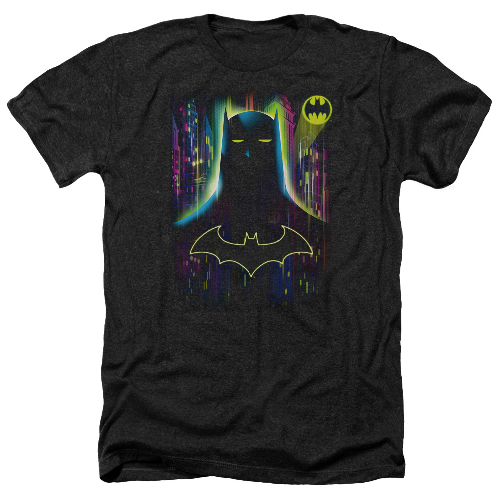 Batman & Knight Lights-Adult Heather T-Shirt, Black - Medium