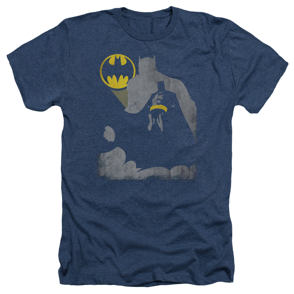 Batman & Bat Knockout-Adult Heather T-Shirt, Navy - 3X