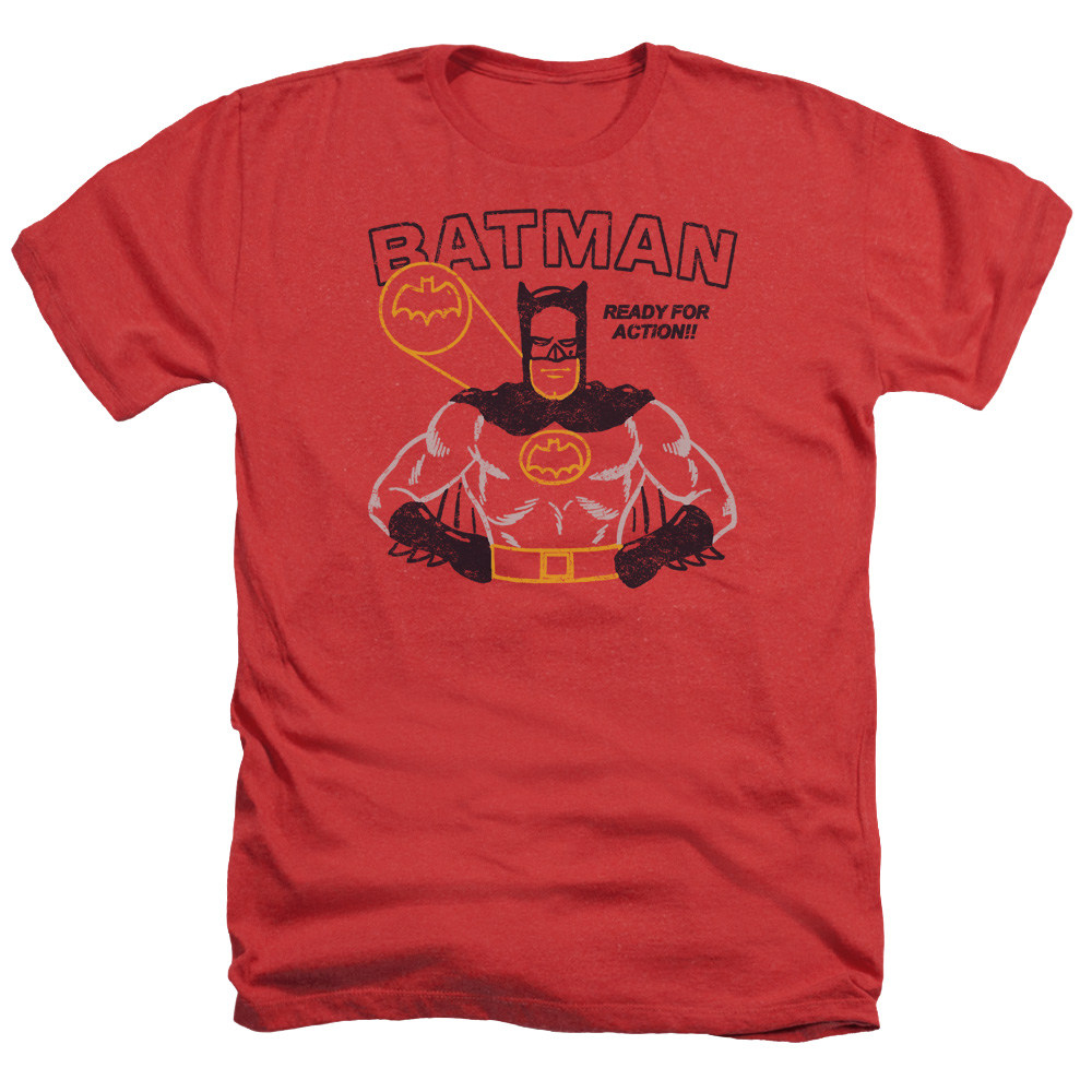 Batman & Ready for Action-Adult Heather T-Shirt, Red - 3X