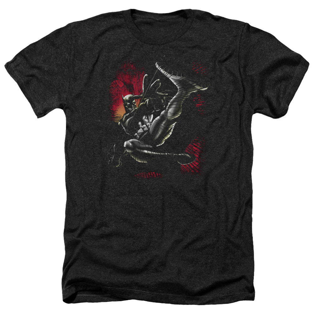 Batman & Kick Swing-Adult Heather T-Shirt, Black - Small