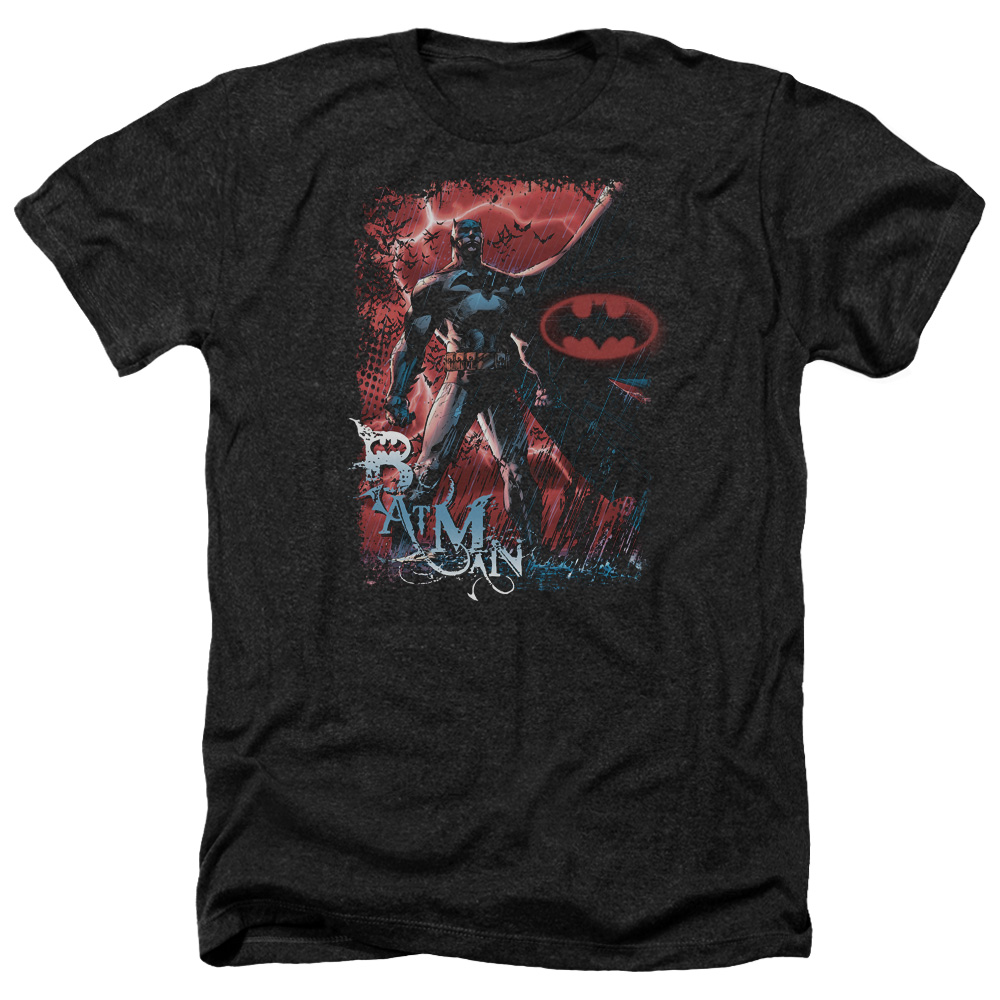 Batman & Gotham Reign-Adult Heather T-Shirt, Black - Extra Large