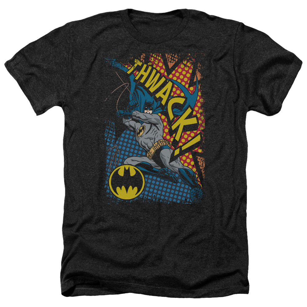 Batman & Thwack-Adult Heather T-Shirt, Black - Large
