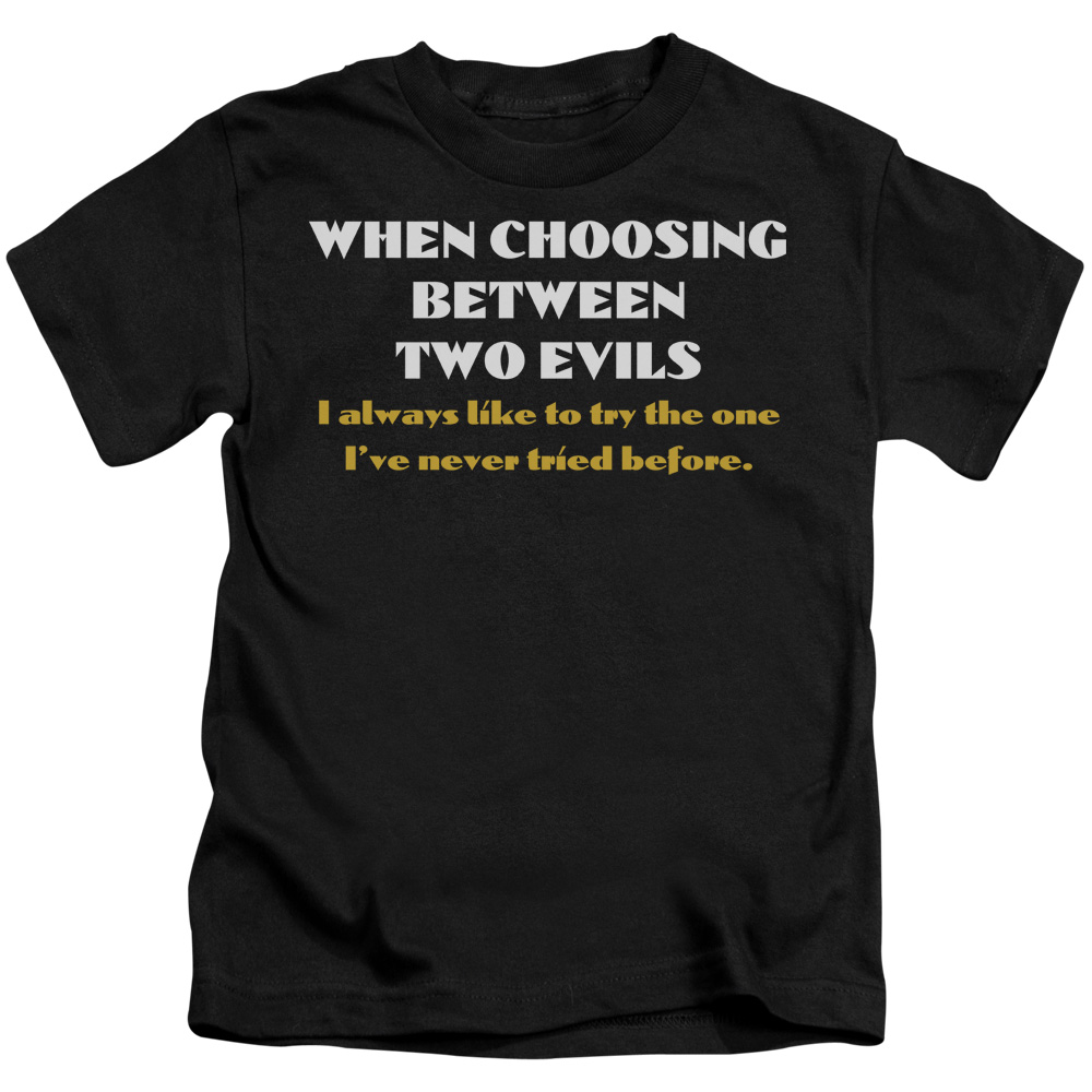 Two Evils-Short Sleeve Juvenile 18-1 T-Shirt, Black - Medium 5-6