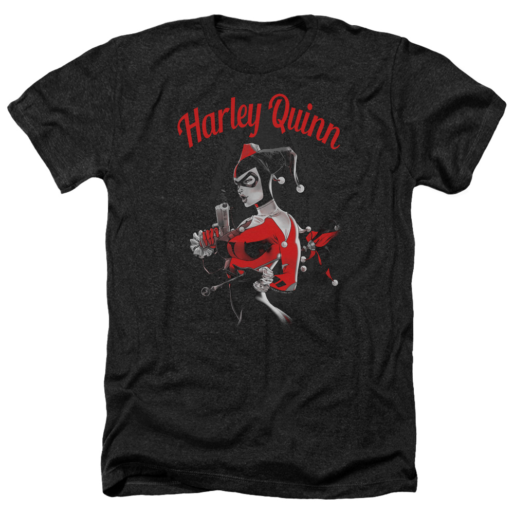 Batman & Spring Gun-Adult Heather T-Shirt, Black - Small