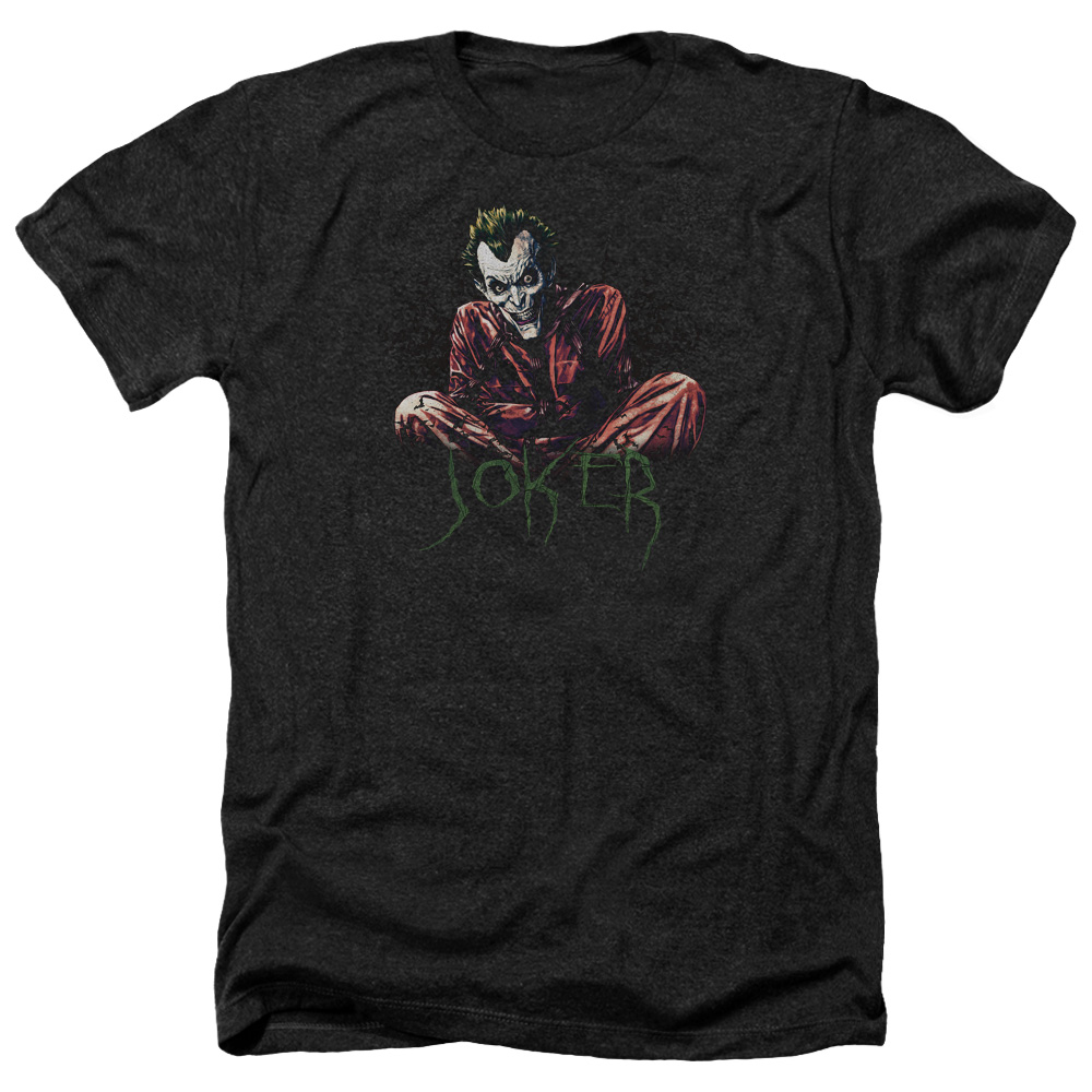 Batman & Straight Jacket-Adult Heather T-Shirt, Black - 3X