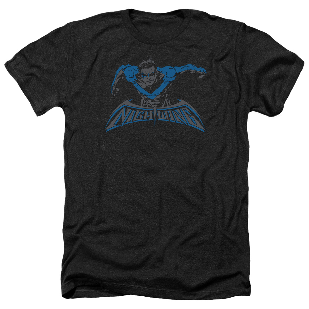 BM2468-HA-2 Batman & Wing of the Night-Adult Heather T-Shirt, Black - Medium
