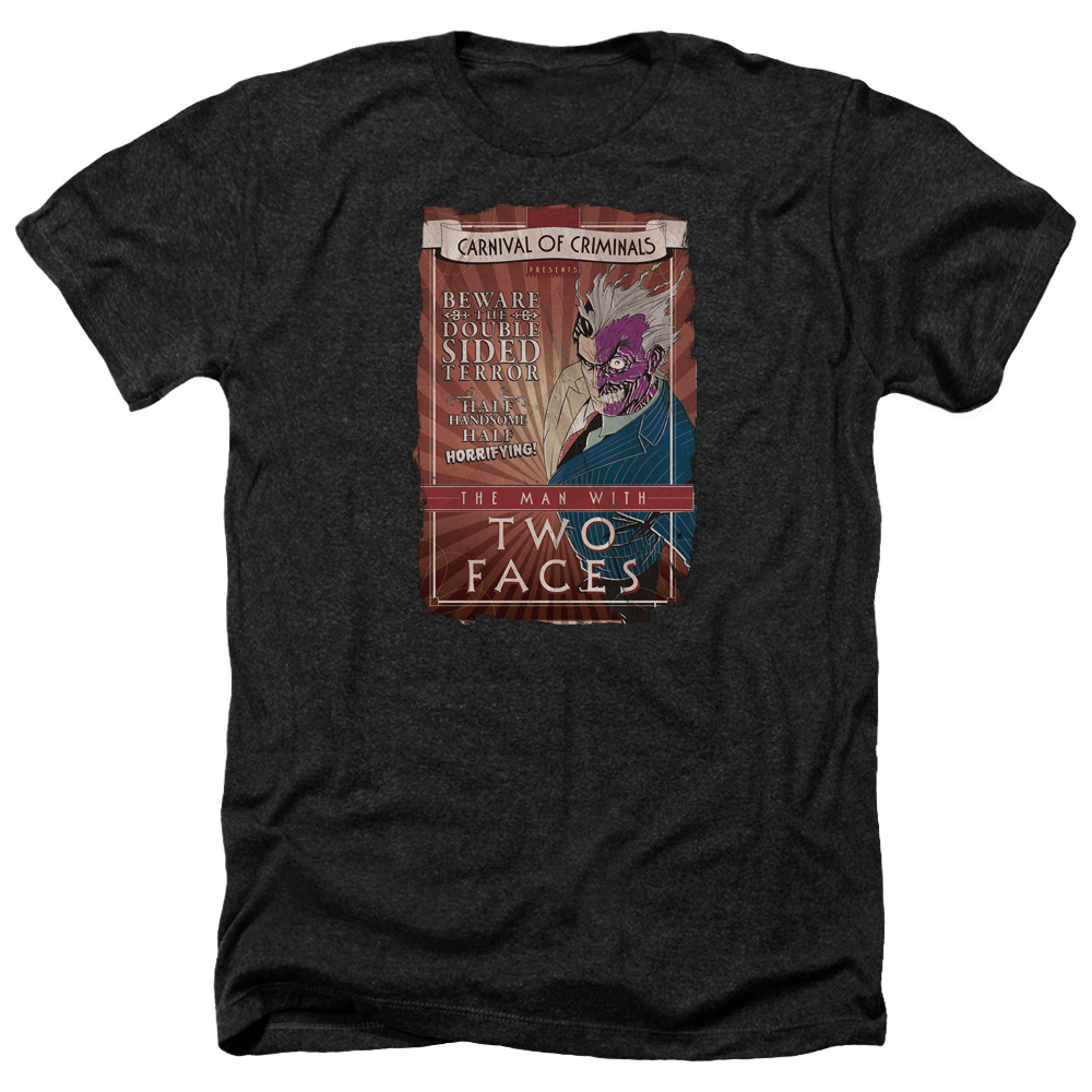 Batman & Two Faces-Adult Heather T-Shirt, Black - 2X