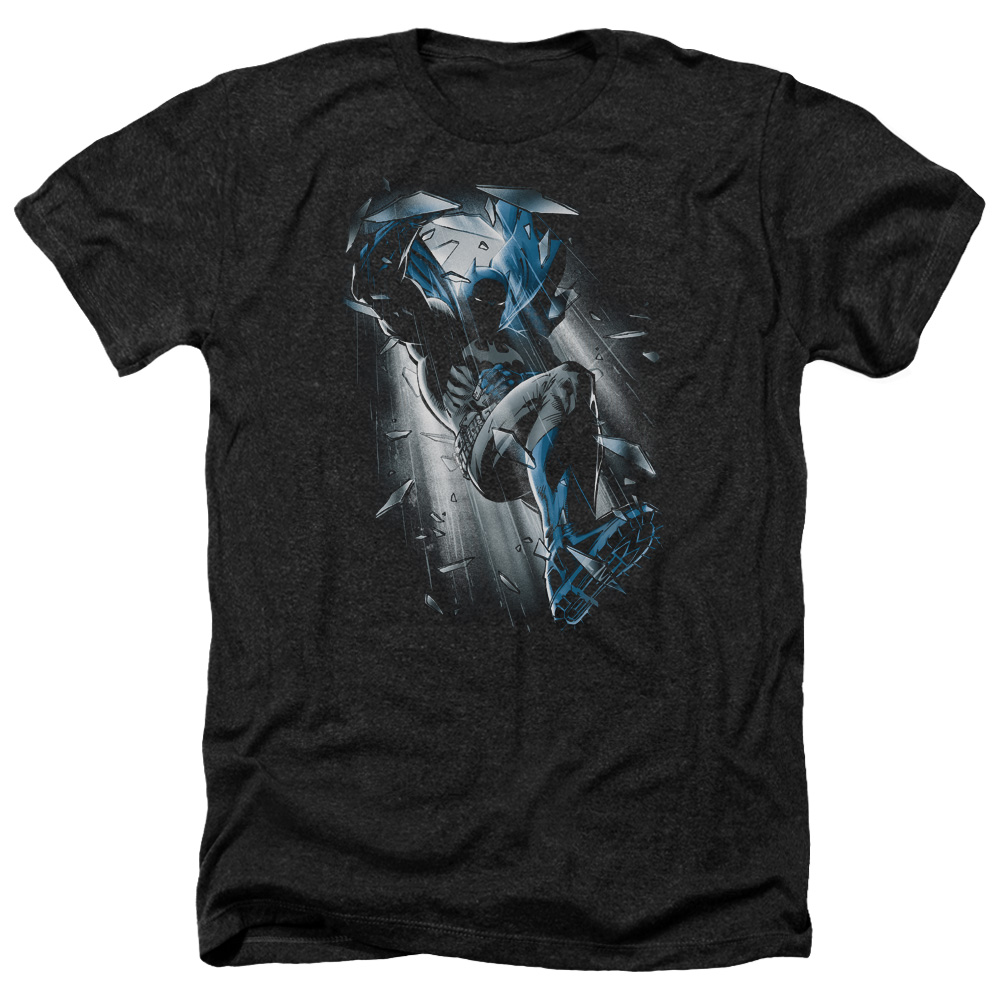 Batman & Bat Crash-Adult Heather T-Shirt, Black - Medium