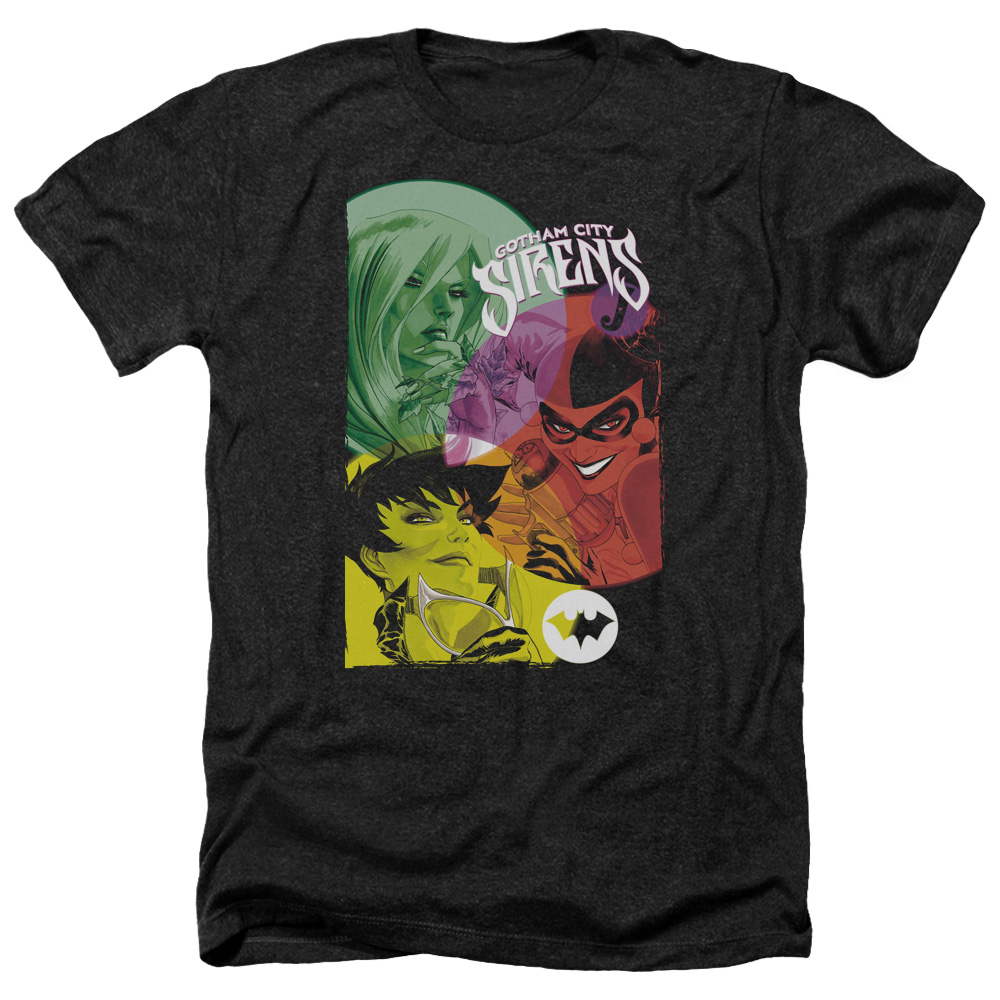 Batman & Gotham Sirens-Adult Heather T-Shirt, Black - Medium